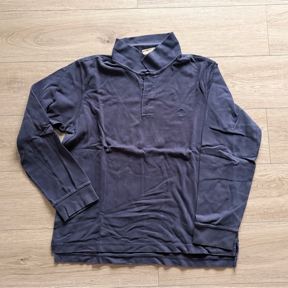 Timberland Mens Long Sleeve Polo Shirt XXL Navy Cotton Casual Outdoor Classic